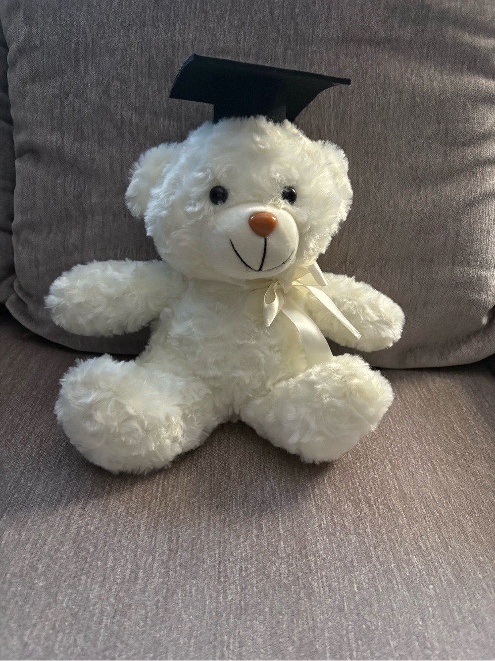 White Plush Graduation Teddy Bear with Cap